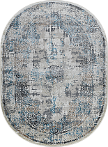 37908C oval BLUE FLS / BEIGE FLS